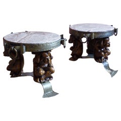 Pair Of Belgian 1960s Gothic Revival Coffee Tables