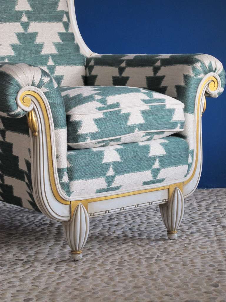 Belgian 1940's white and gold art deco tulip chair For Sale 1