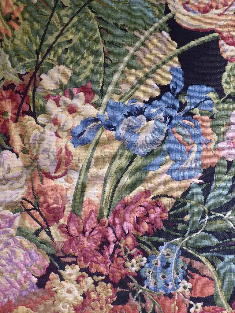 Mid-20th Century Pair of Flemish machine made floral tapestries, 1960's