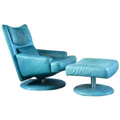 Retro 1980's Turquoise Rolf Benz Reclining Chair