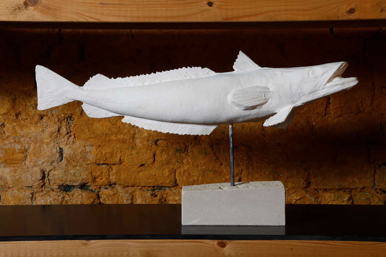Folk Art Collection of 10 Plaster North Sea Fish on a Limestone Base