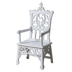 english white painted gothic revival throne chair