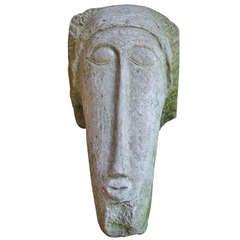 Concrete 1950s French Head Of A Woman
