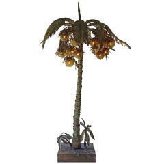 Italian 1970s Gilt Iron Coconut Tree Lamp