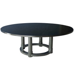 1980s ebonised oak dining table of generous proportions