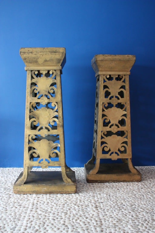 pair of italian mid 19 th century gilt wood en gilt metal stands