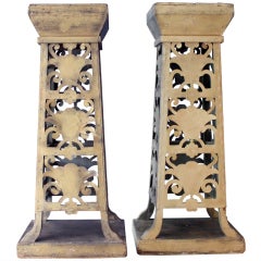 Pair of Italian Mid 19th Century Gilt Wooden Gilt Metal Stands