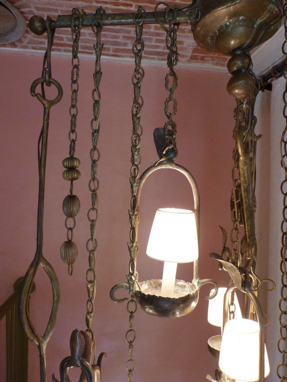 French Bronze 1960s Chandelier For Sale 6
