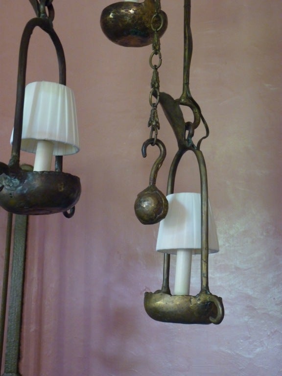 French Bronze 1960s Chandelier In Excellent Condition For Sale In Sint-Kruis, BE