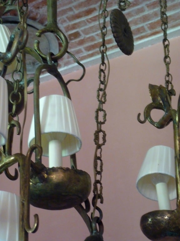 Mid-20th Century French Bronze 1960s Chandelier For Sale