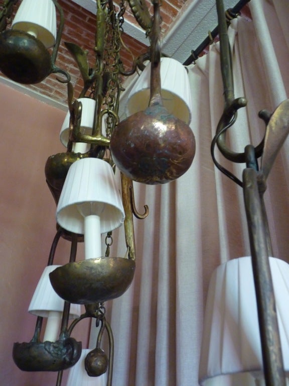 French Bronze 1960s Chandelier For Sale 2