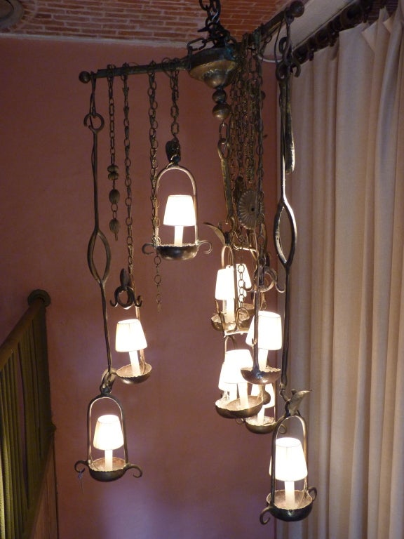 French Bronze 1960s Chandelier For Sale 3