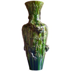 Large Awaji flambe dragon vase c. 1910