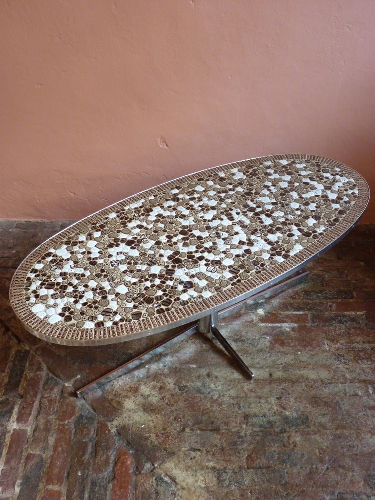 Belgian Oval  Brown Ceramic Mosaic Coffee Table