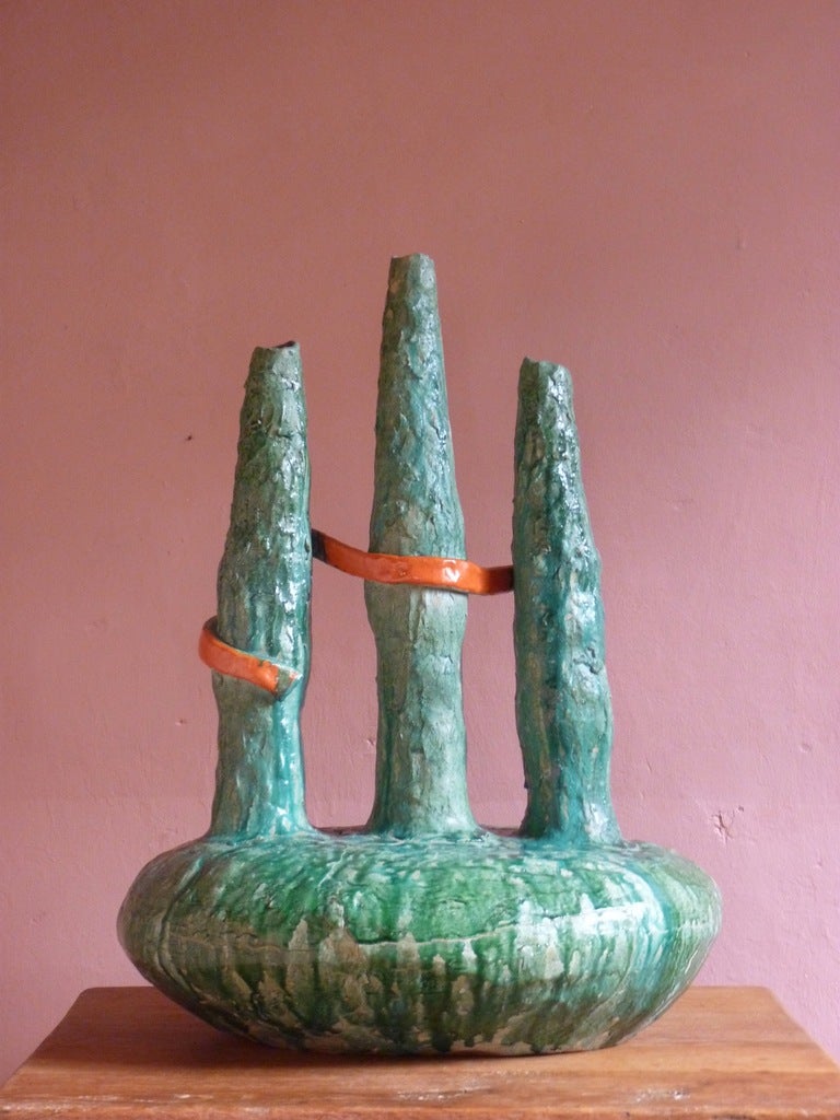 Italian ceramic 1950's Tuscan cypress vase