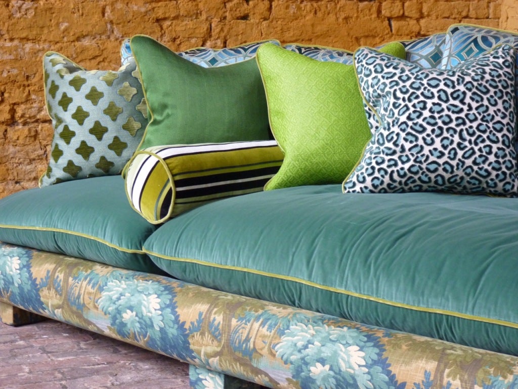 Reupholstered French 1940s Cha Cha Sofa In Verdure Fabrics 3