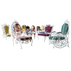 Lot of wrought iron garden chairs, French Riviera 1940