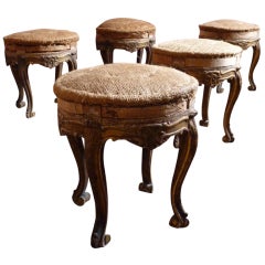 Set of five Italian Louis XV stools, 18th century