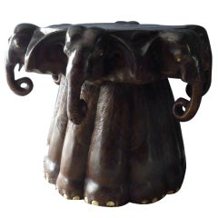 Hardwood Elephant Head occasional round table, Congo 1960