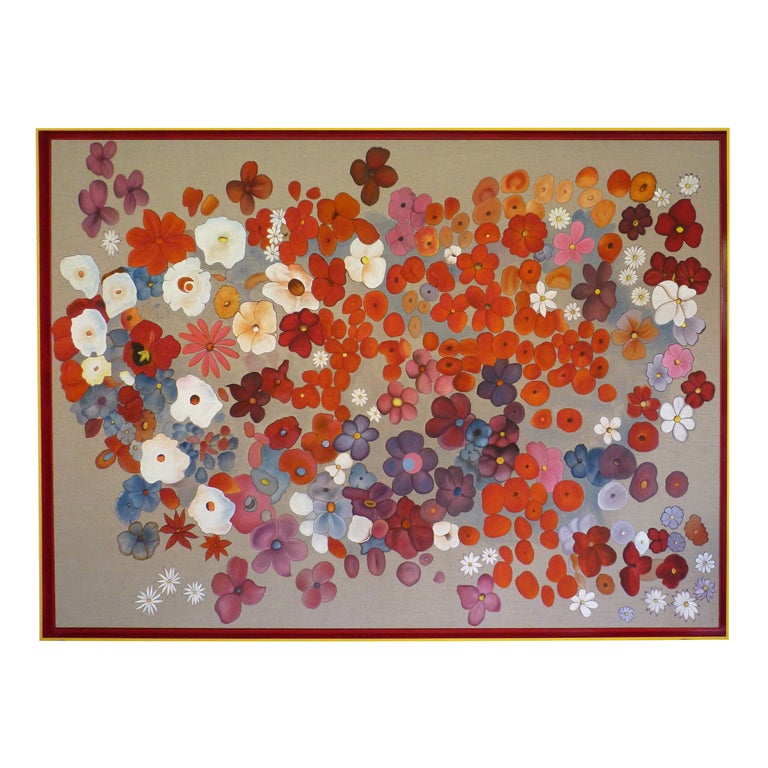 Enormous Flower painting on linen French 2011 For Sale