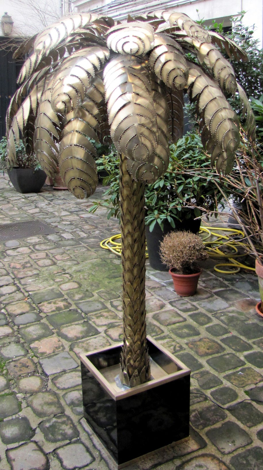 French Pair of large 1970's palm tree floor lamps