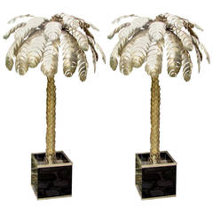 Pair of large 1970's palm tree floor lamps