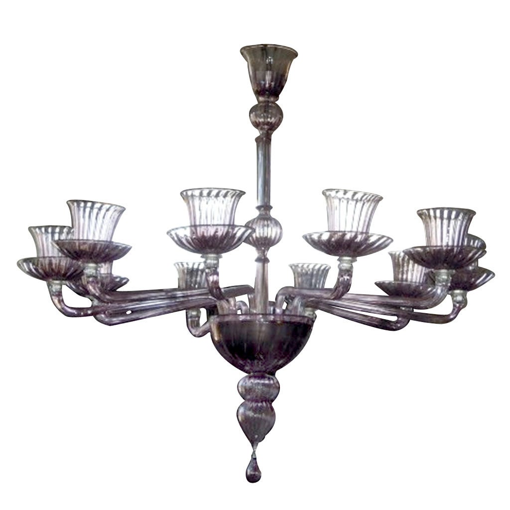 1970's Ten Arms Chandeliers By Venini