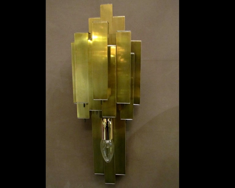 Brass A Pair Of 1970s' Wall Lights By Lumeco, Barcelona. Spain For Sale