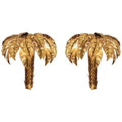 Pair of "Palm Tree" Wall Lights 1970 Period