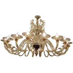 Rare Large 1970's Murano Blown Glass Chandelier