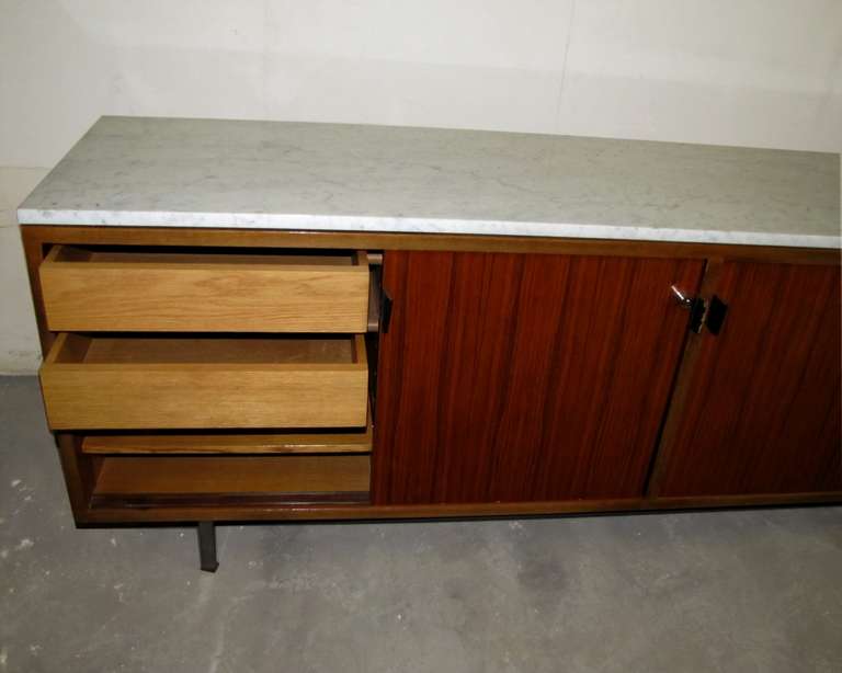Mid-20th Century Florence Knoll Credenza With Four Sliding Doors