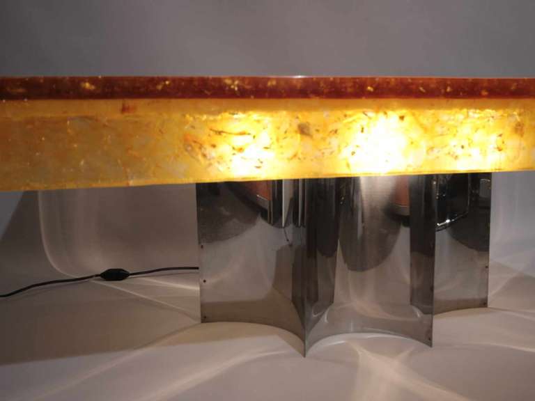 1960's Resin And Stainless Steel Coffee Table