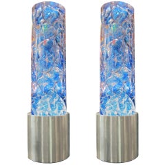 Pair Of Large Lighting Columns In Fractal Resin