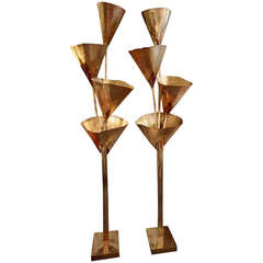 Rare pair of 1970's Gingko Biloba floor lamps by Tommaso Barbi