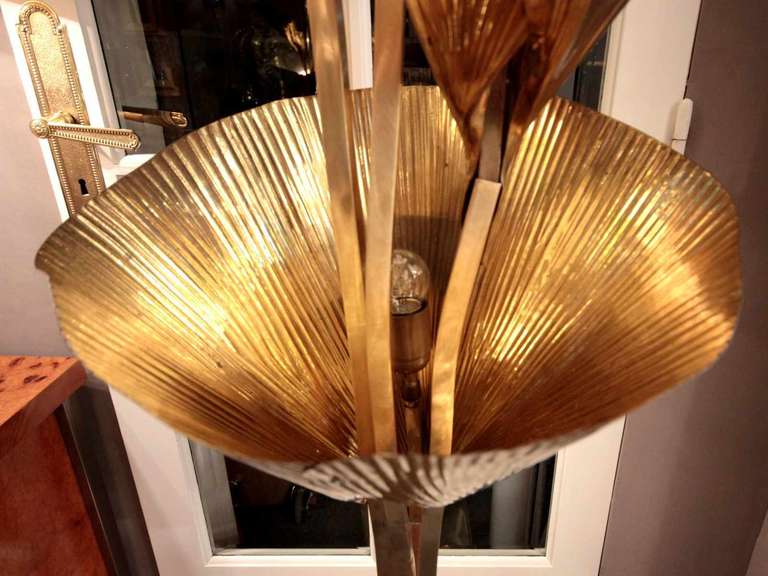 Brass Rare pair of 1970's Gingko Biloba floor lamps by Tommaso Barbi