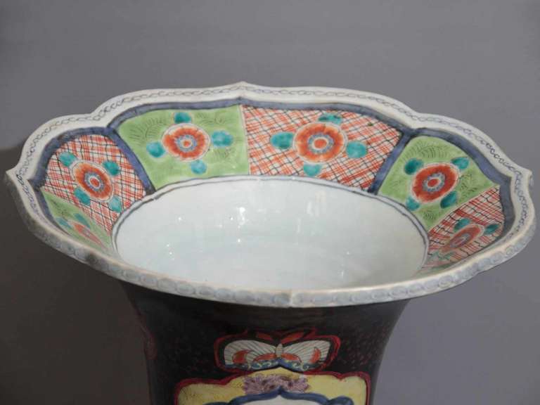 Important 1900's Chinese vase in porcelain & lacquer For Sale 5