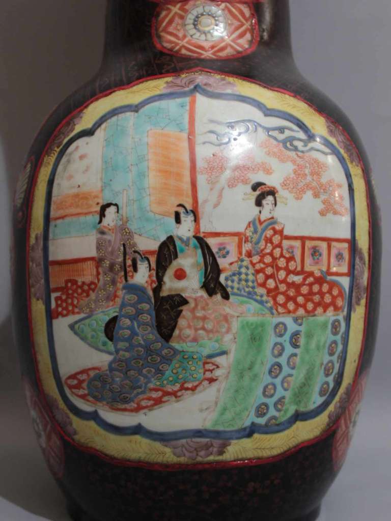 20th Century Important 1900's Chinese vase in porcelain & lacquer For Sale