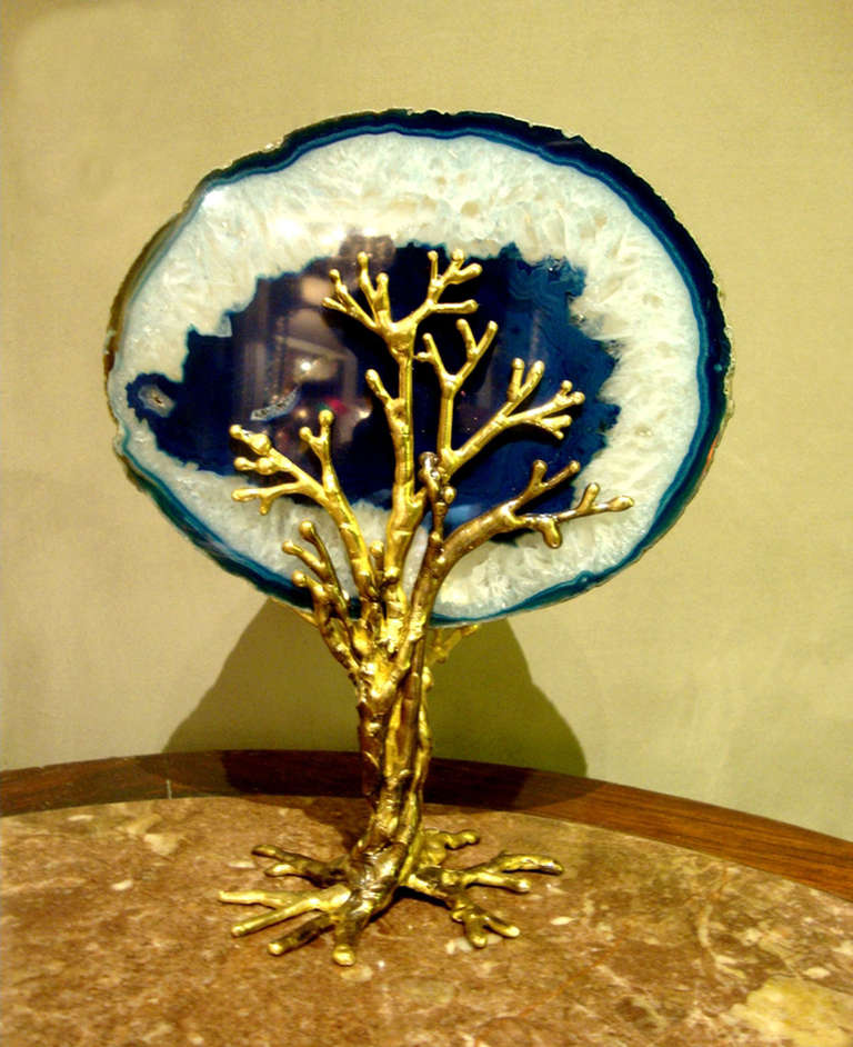 French Blue Tree Lighting Sculpture by Isabelle Masson-Faure