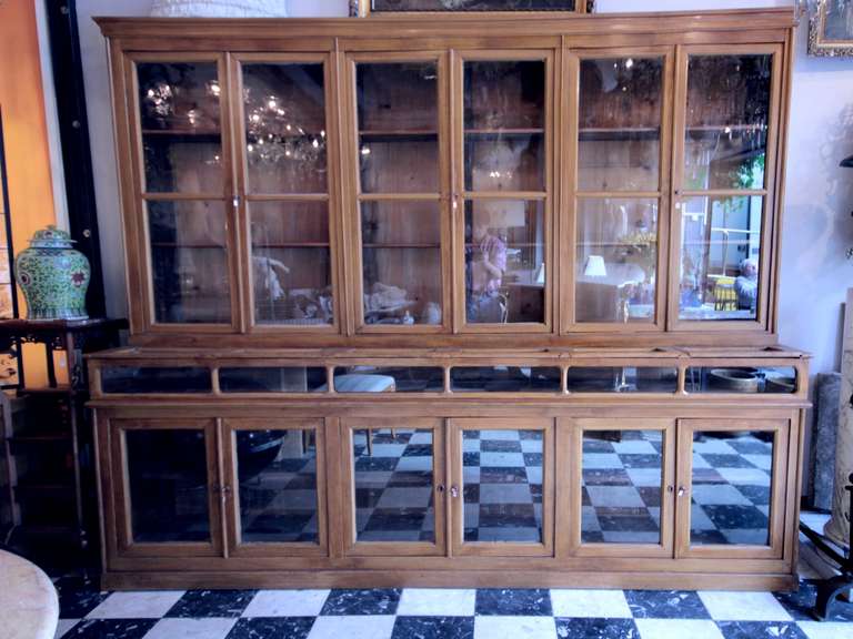 Two very rare pharmacy display cases. They are made of wood painted in imitation of oak, all glass are original,in ancient glass. Second half of the nineteenth century.