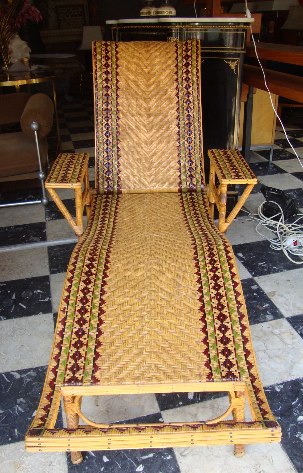 1880-1900s French Rattan Méridienne