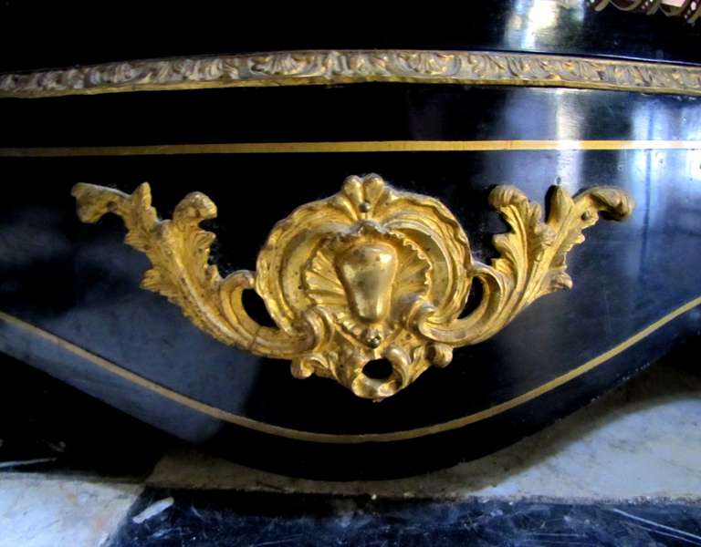 19th Century Napoleon III Cabinet with Inlays and Patterns in Engraved Bronze
