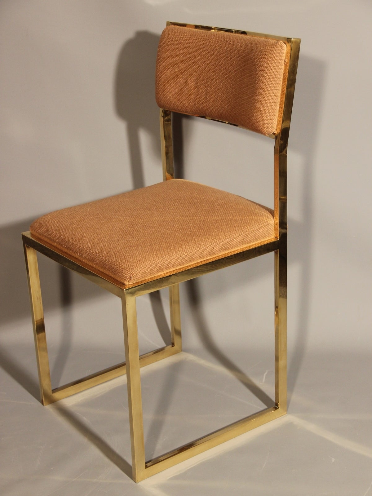 Italian Eight 1970s Chairs in Polished Brass