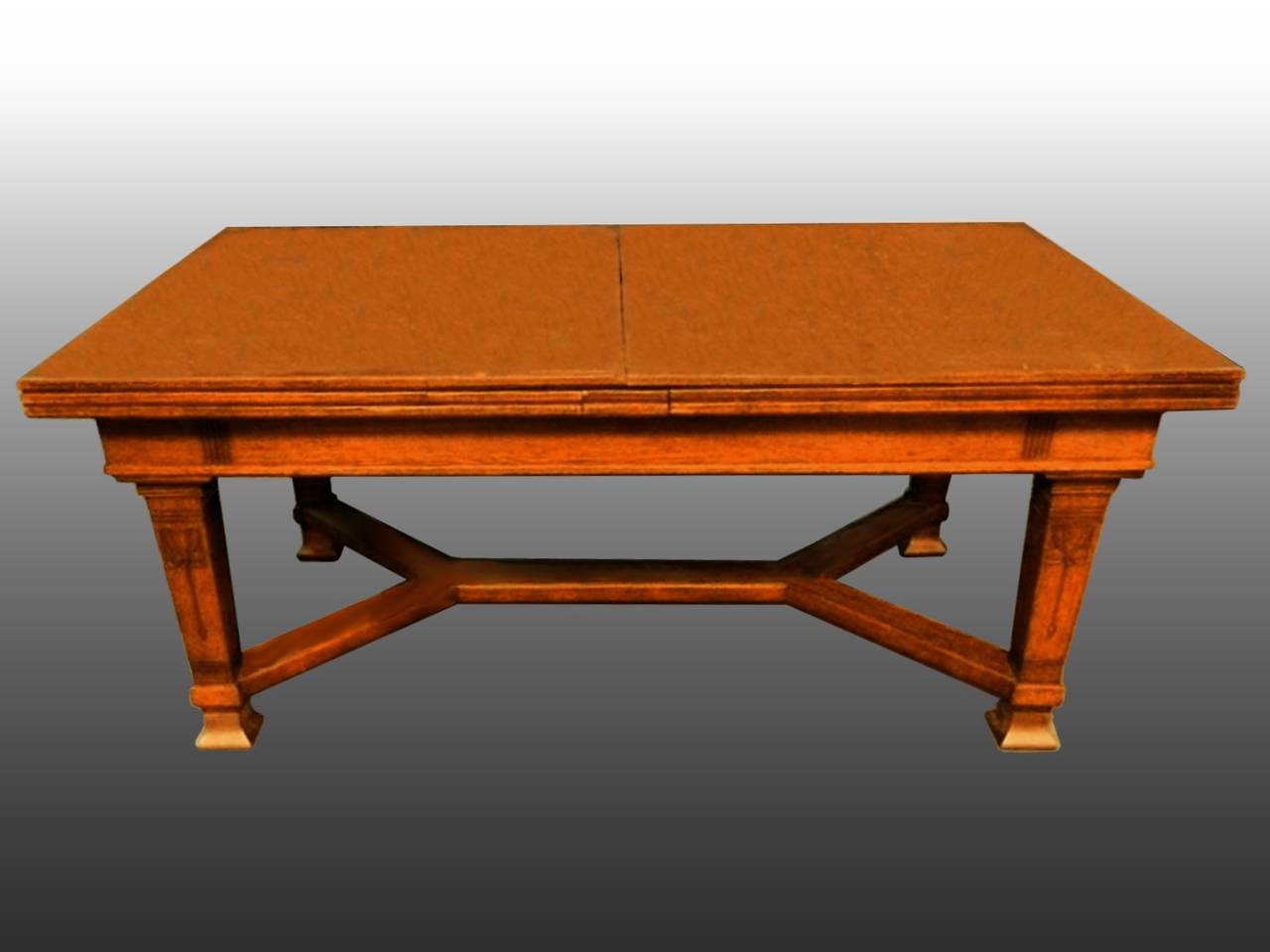 Belgian Rare Set of a Table with Four Extensions and 12 Chairs, Art and Craft Period