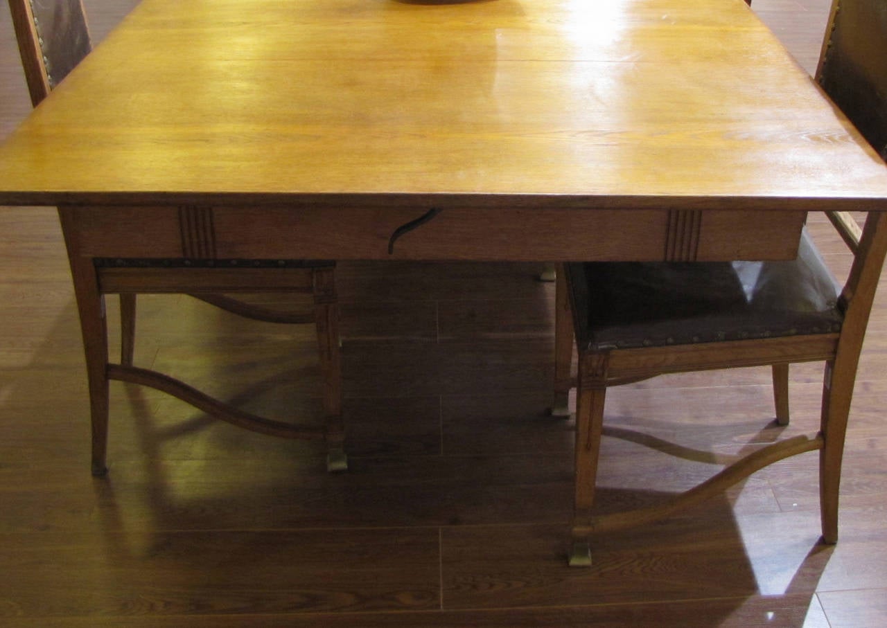 Arts and Crafts Rare Set of a Table with Four Extensions and 12 Chairs, Art and Craft Period