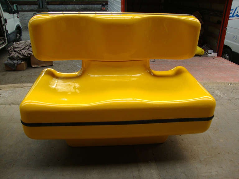 1970's  continuous seats for two by Dominique Prevot in fiberglass and colored resin. France Design Edition 1970.
Three colors available.
light yellow
dark yellow
light green

Several units of each color are available.