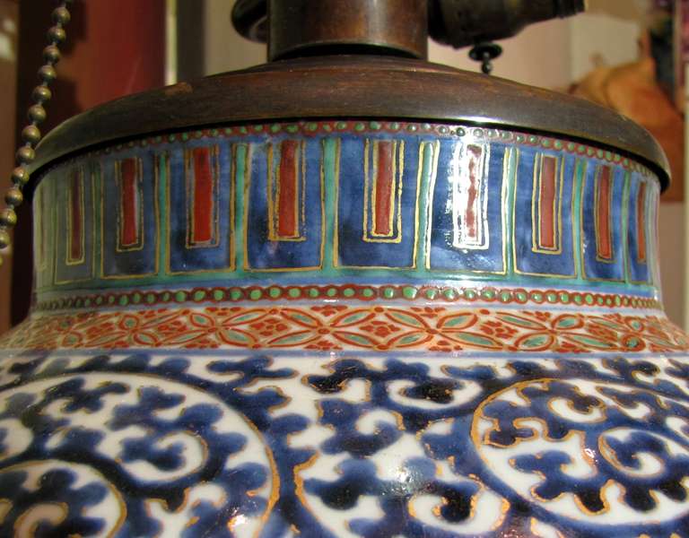 Imari-Vase, in Lampe montiert (19. Jahrhundert) im Angebot