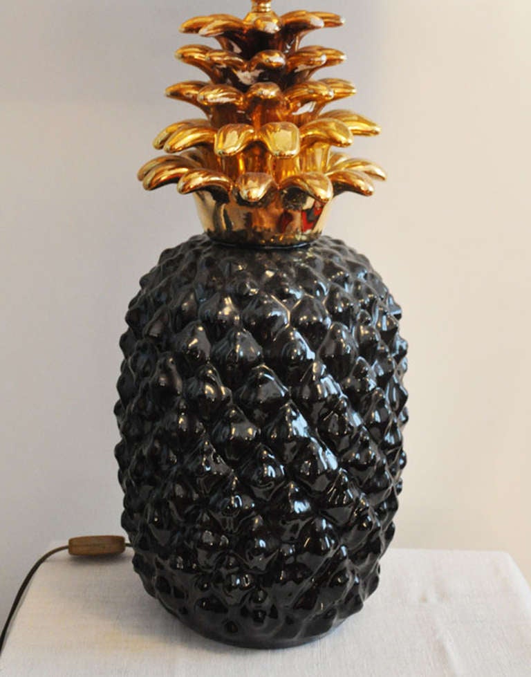 Italian 1970's Pineapple Lamp Base In Ceramic