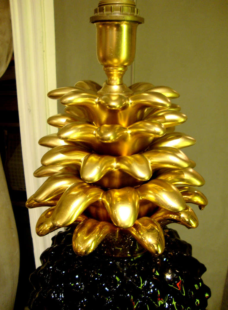 1970's Pineapple Lamp Base In Ceramic In Good Condition In Paris, FR