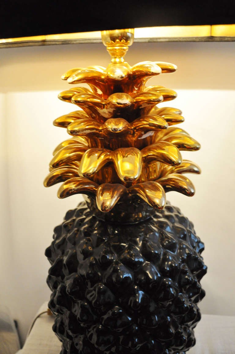Late 20th Century 1970's Pineapple Lamp Base In Ceramic