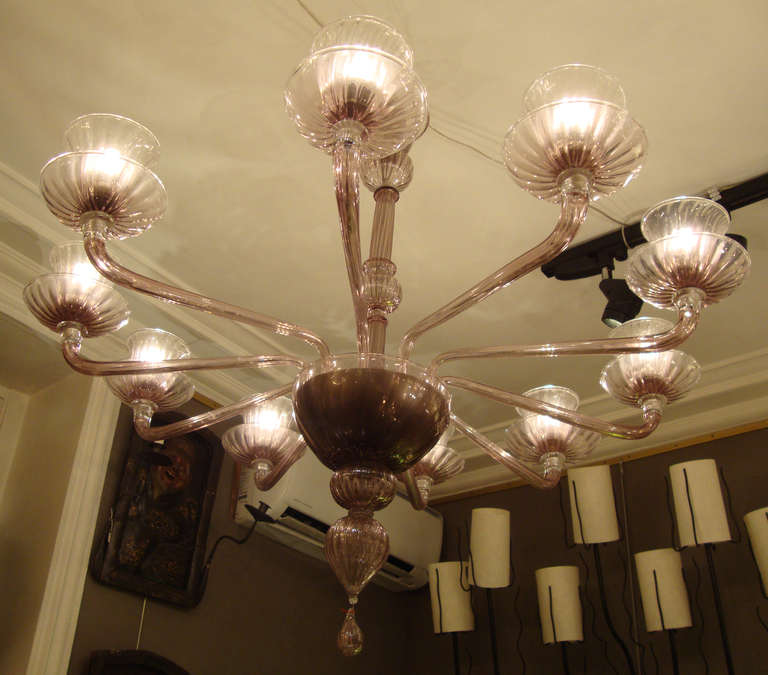 Late 20th Century 1970's Ten Arms Chandeliers By Venini For Sale